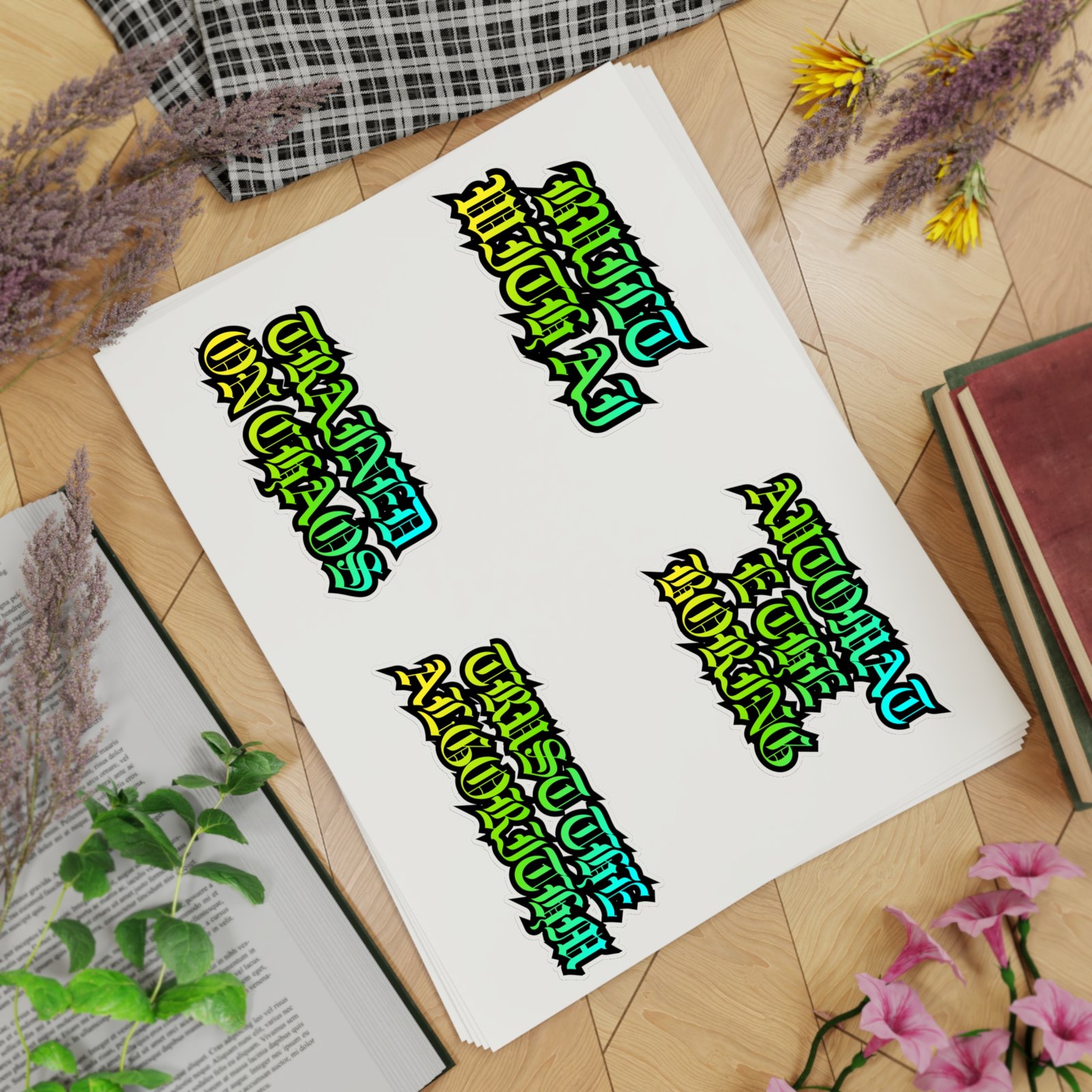 Edgy Gothic Script Sticker Sheet Bundle — 5pcs (Built With AI, Trained on Chaos) - Image 20