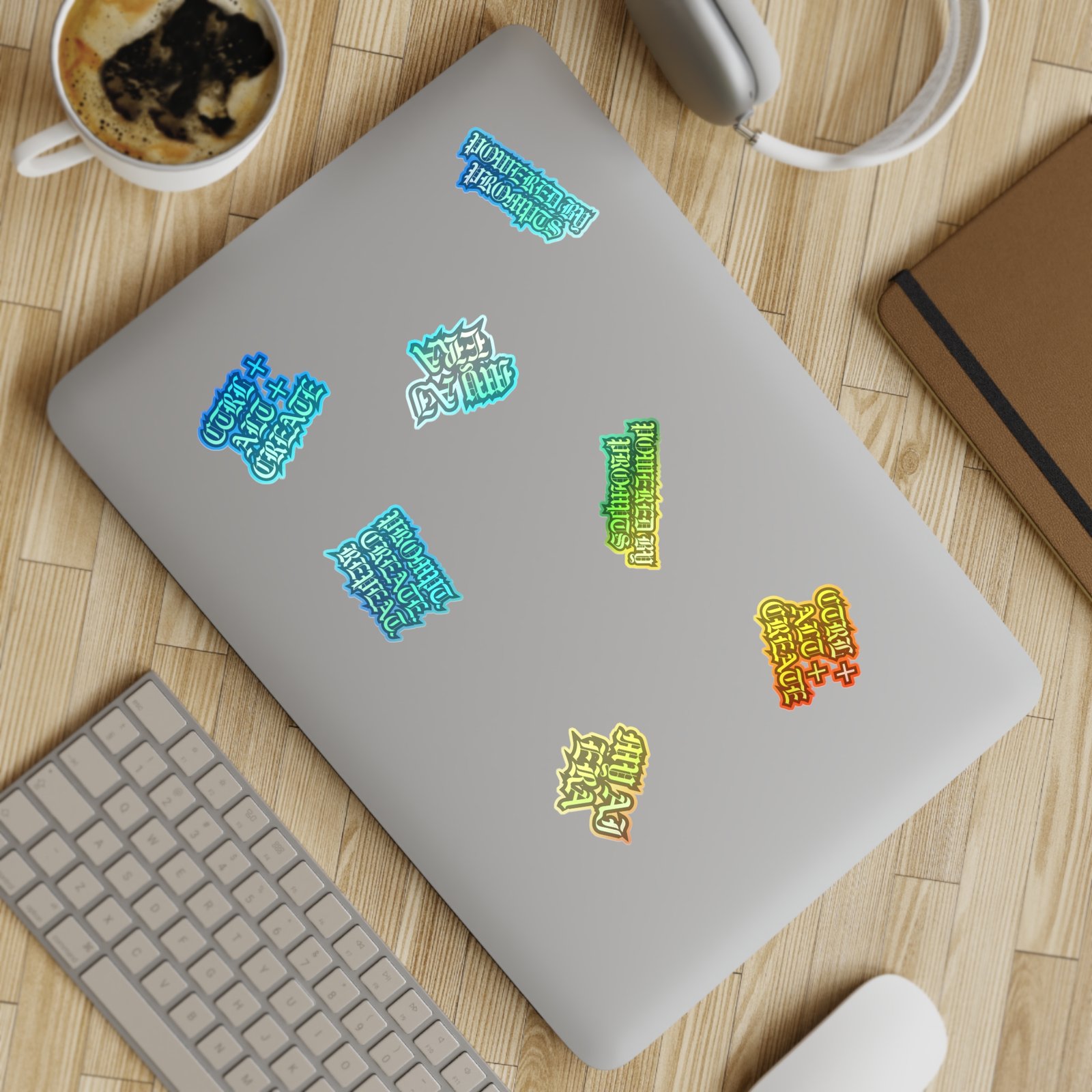 Retro Gothic Sticker Sheet — 'CTRL ALT CREATE', 'PROMPT CREATE REPEAT', 'MY AI ERA', 'POWERED BY PROMPTS' (5-Pack) - Image 3
