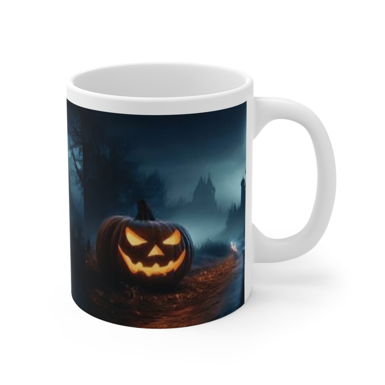 Halloween Haunted Castle Mug — Jack-O'-Lantern Moonlit Night Coffee Cup - Image 3