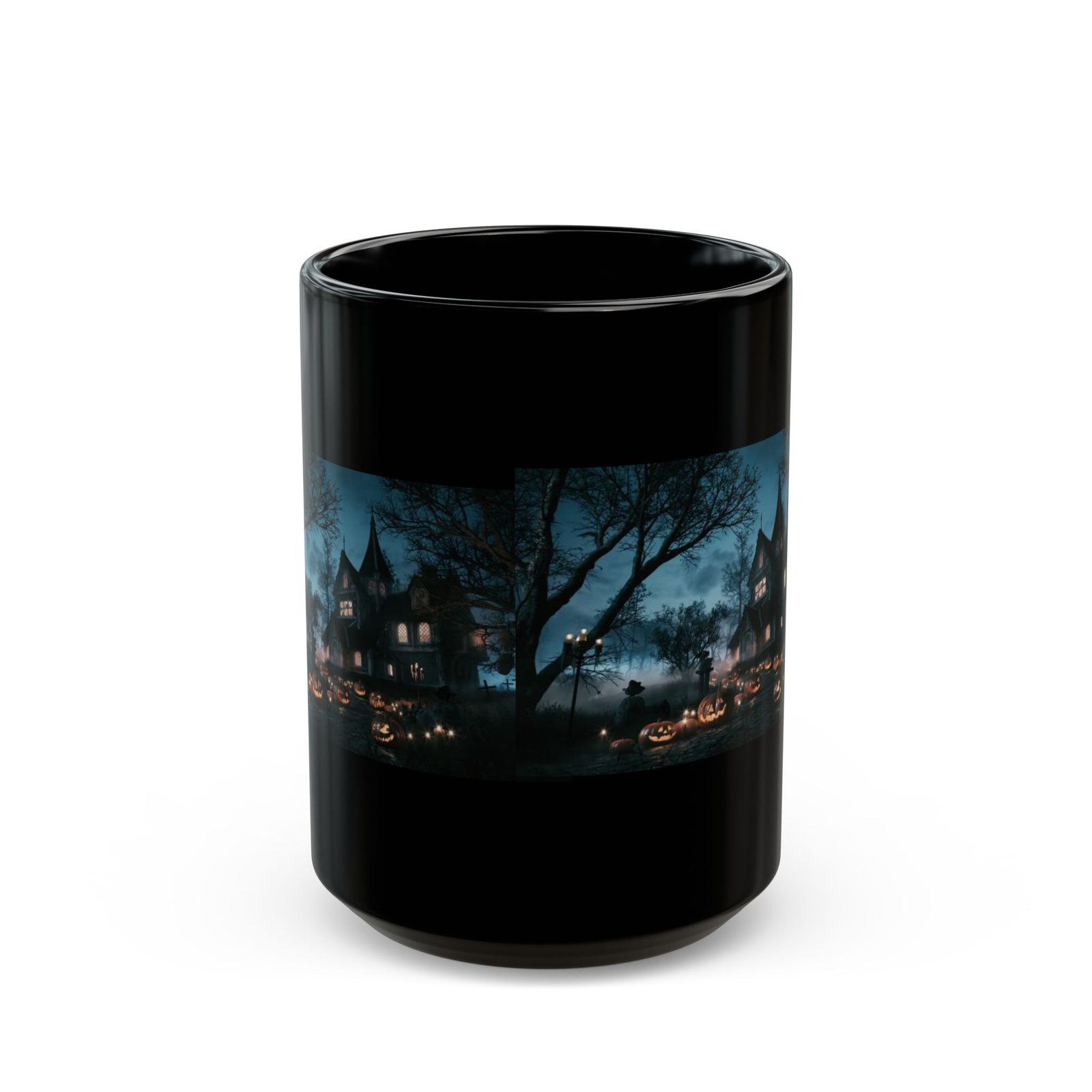 Halloween Haunted House Black Coffee Mug (11oz & 15oz) - Image 5