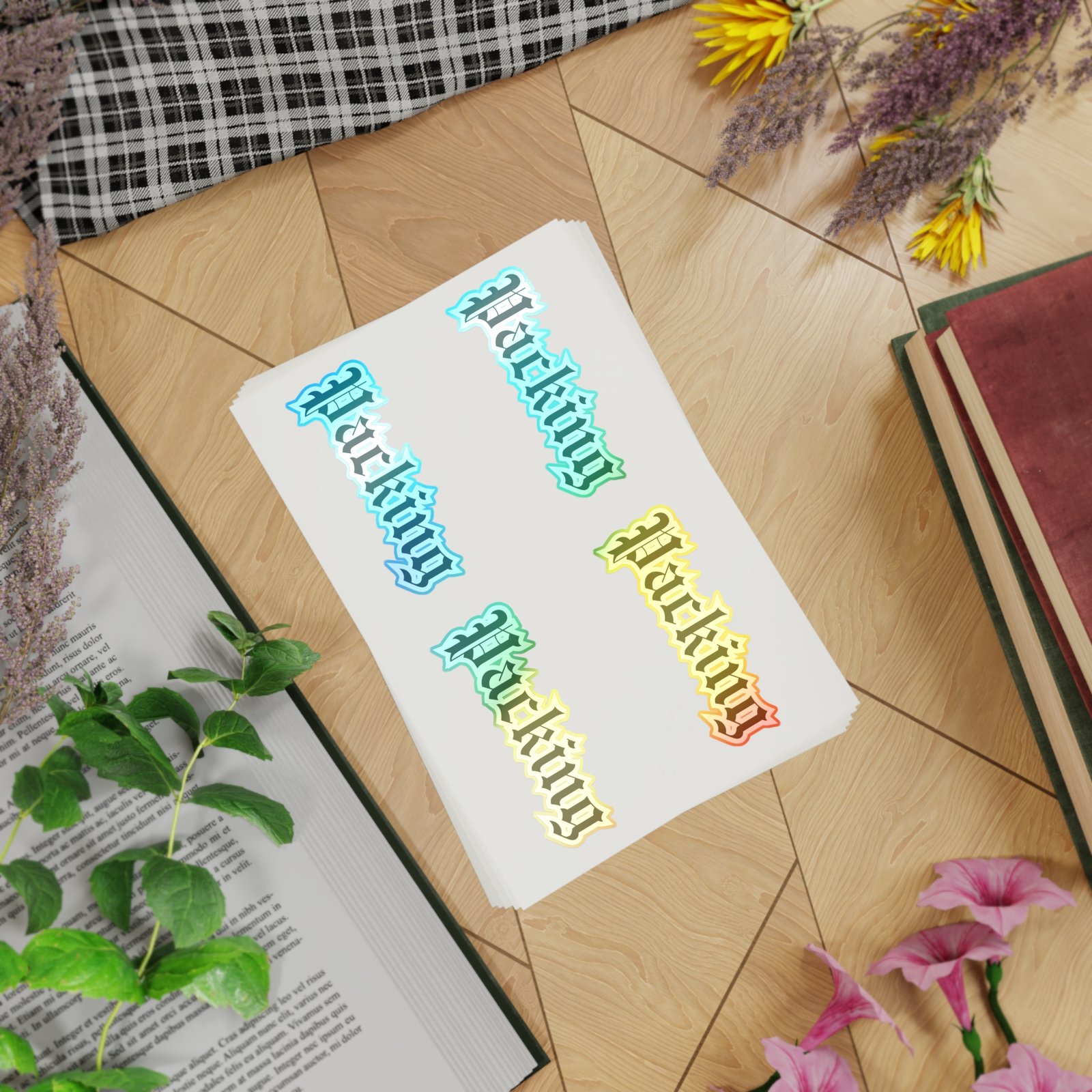 Packing Sticker Sheet Bundle — 5 Colorful 'Packing' Gothic Script Decals - Image 4