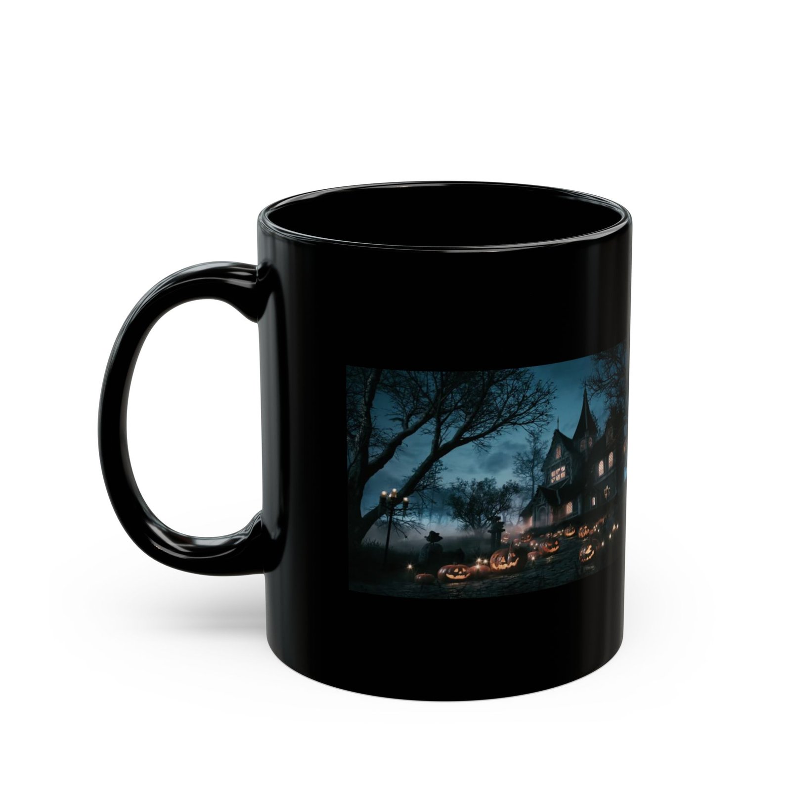 Halloween Haunted House Black Coffee Mug (11oz & 15oz) - Image 3