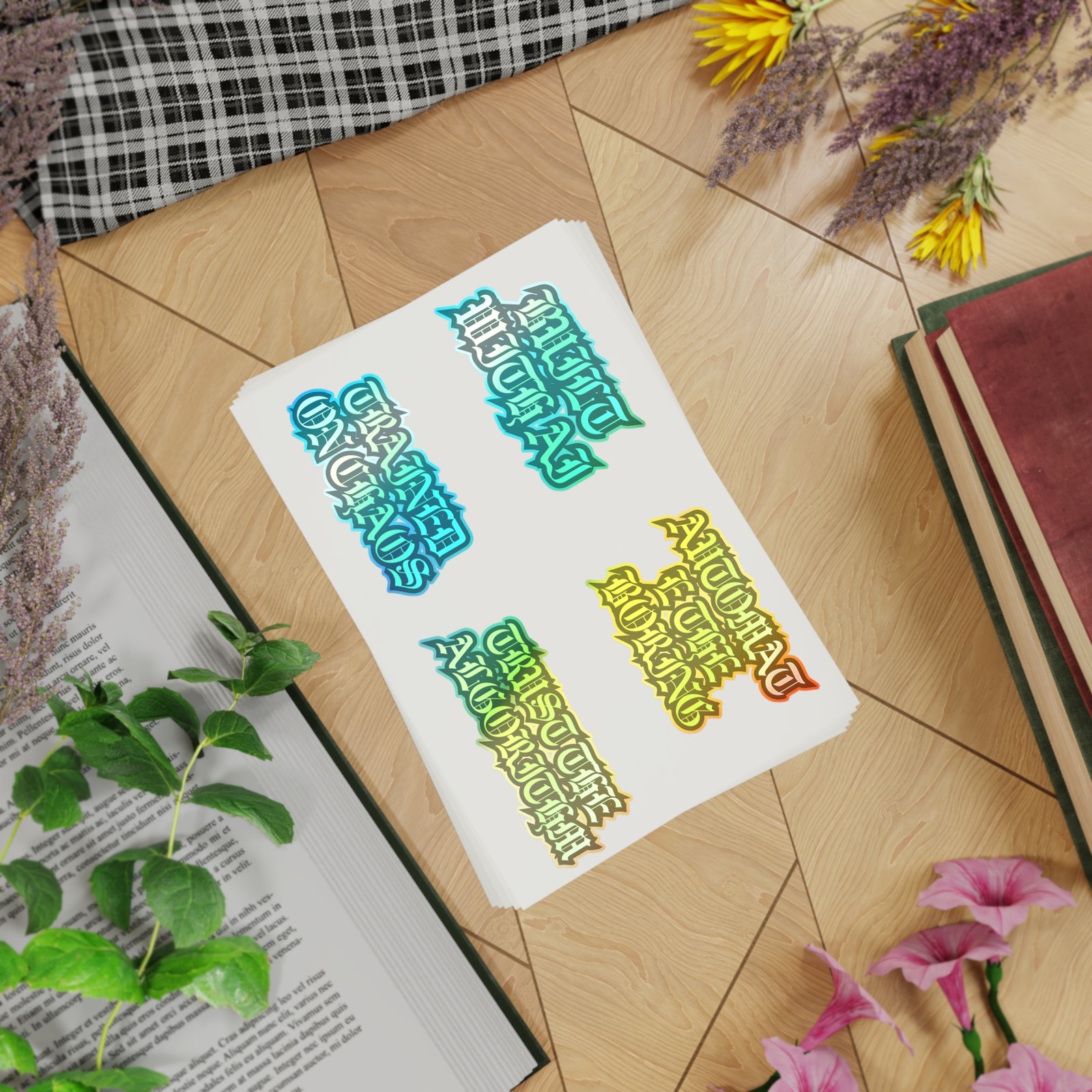 Edgy Gothic Script Sticker Sheet Bundle — 5pcs (Built With AI, Trained on Chaos) - Image 4