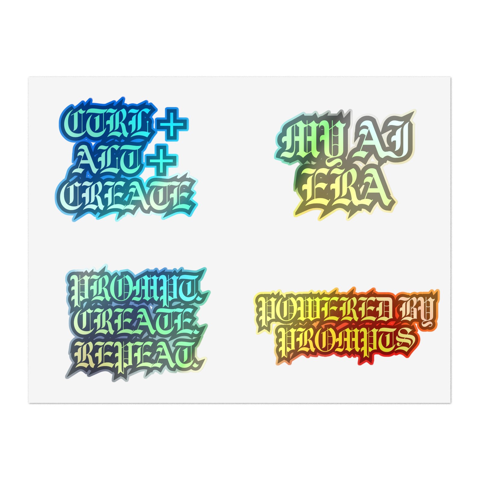 Retro Gothic Sticker Sheet — 'CTRL ALT CREATE', 'PROMPT CREATE REPEAT', 'MY AI ERA', 'POWERED BY PROMPTS' (5-Pack) - Image 13