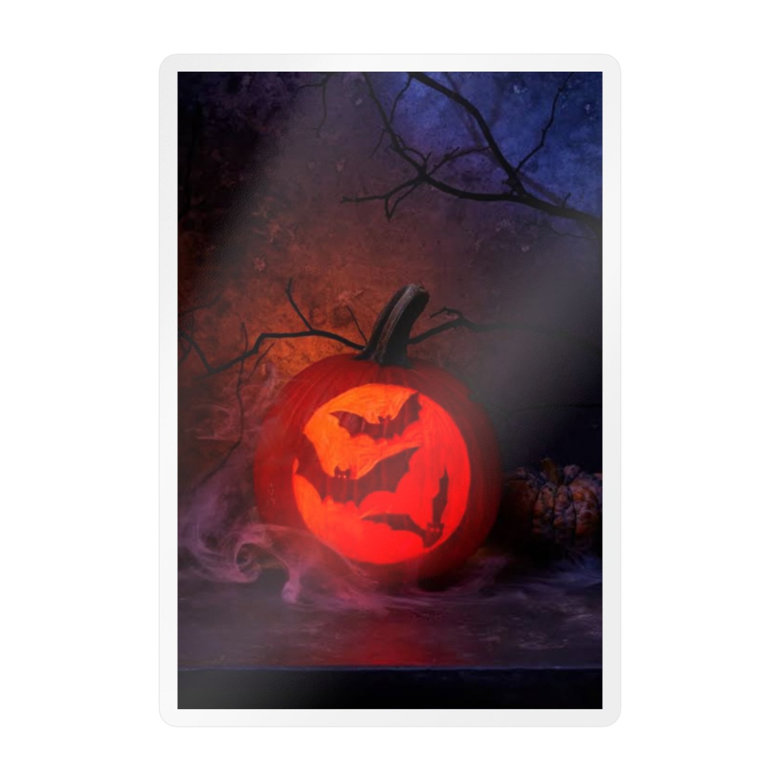 Halloween Jack-O'-Lantern Kiss-Cut Vinyl Decal — Pumpkin with Bats Sticker - Image 5