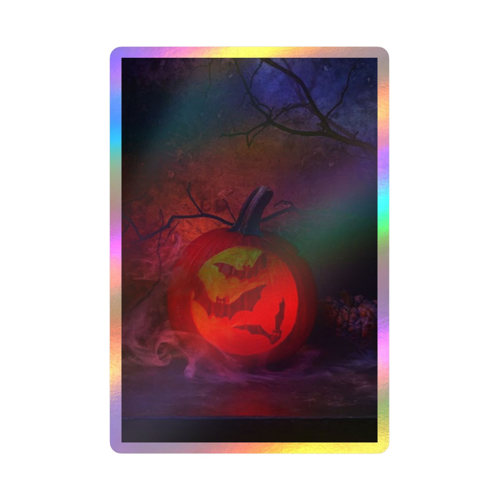 Halloween Jack-O'-Lantern Kiss-Cut Vinyl Decal — Pumpkin with Bats Sticker - Image 7