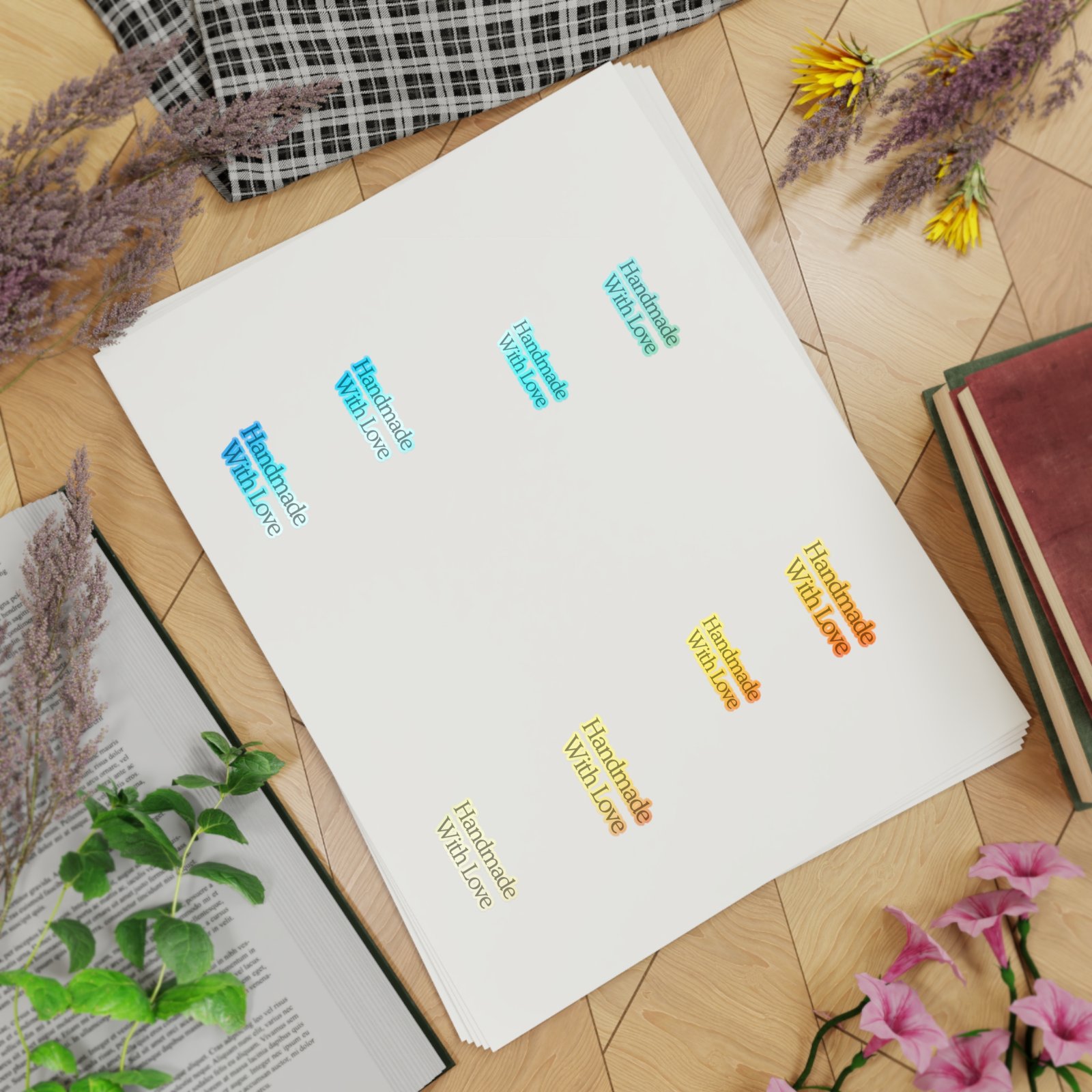 Handmade With Love Sticker Sheet — 5pcs Multi-Color Label Stickers for Packaging & Crafts - Image 16