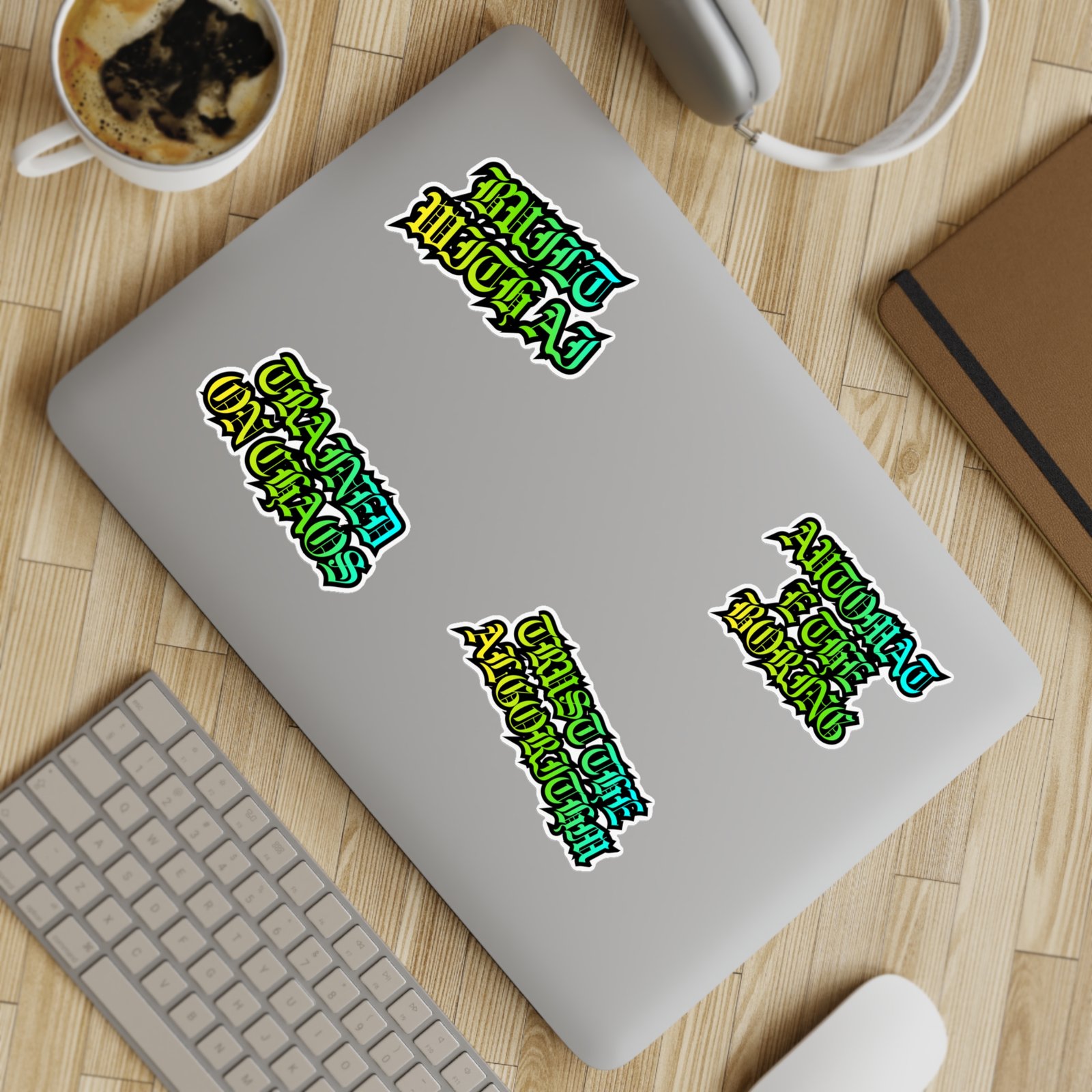 Edgy Gothic Script Sticker Sheet Bundle — 5pcs (Built With AI, Trained on Chaos) - Image 23