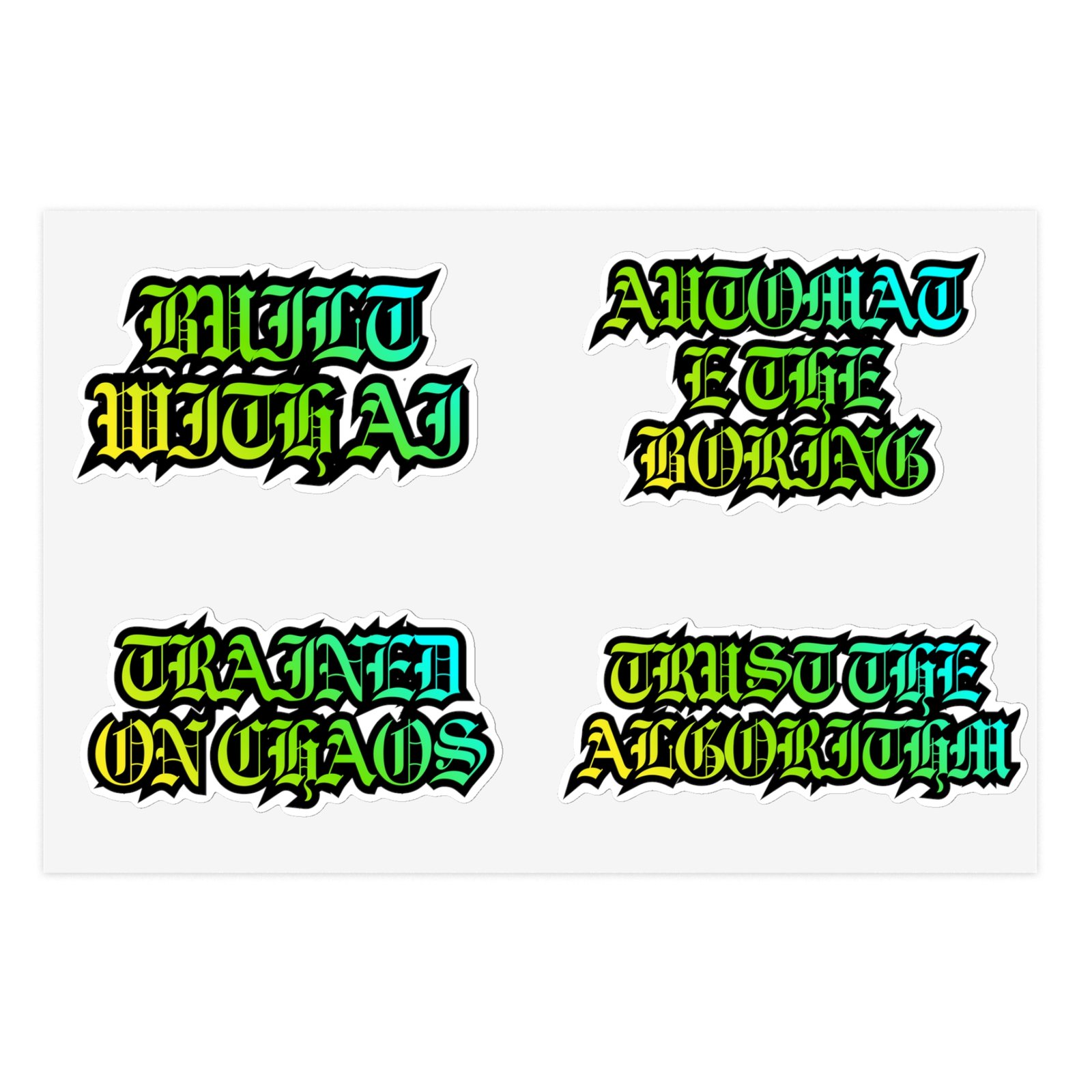 Edgy Gothic Script Sticker Sheet Bundle — 5pcs (Built With AI, Trained on Chaos) - Image 9