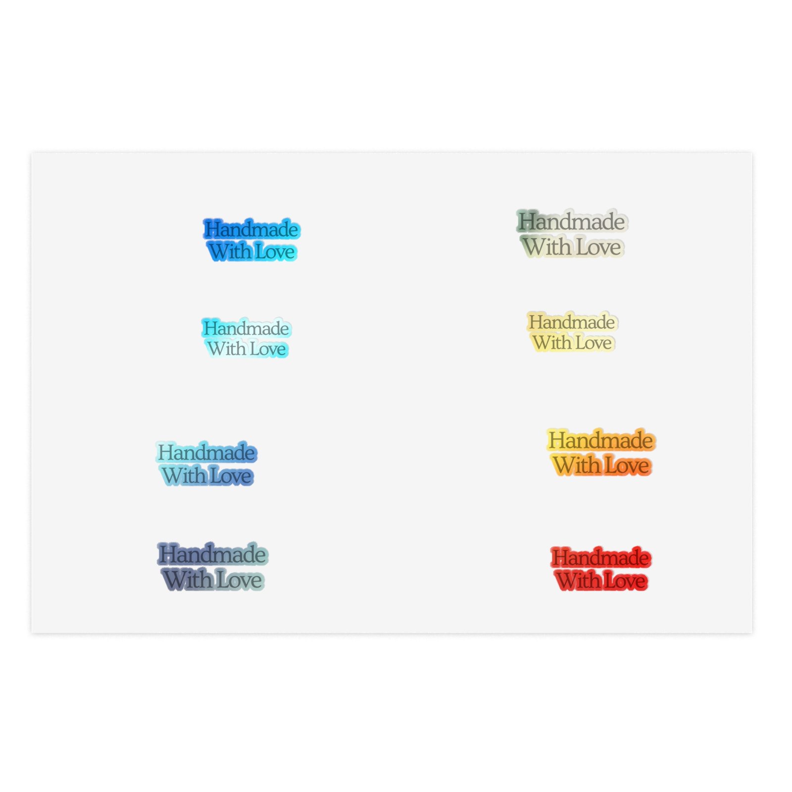Handmade With Love Sticker Sheet — 5pcs Multi-Color Label Stickers for Packaging & Crafts