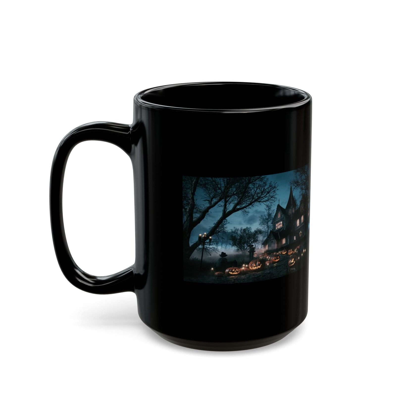 Halloween Haunted House Black Coffee Mug (11oz & 15oz) - Image 7