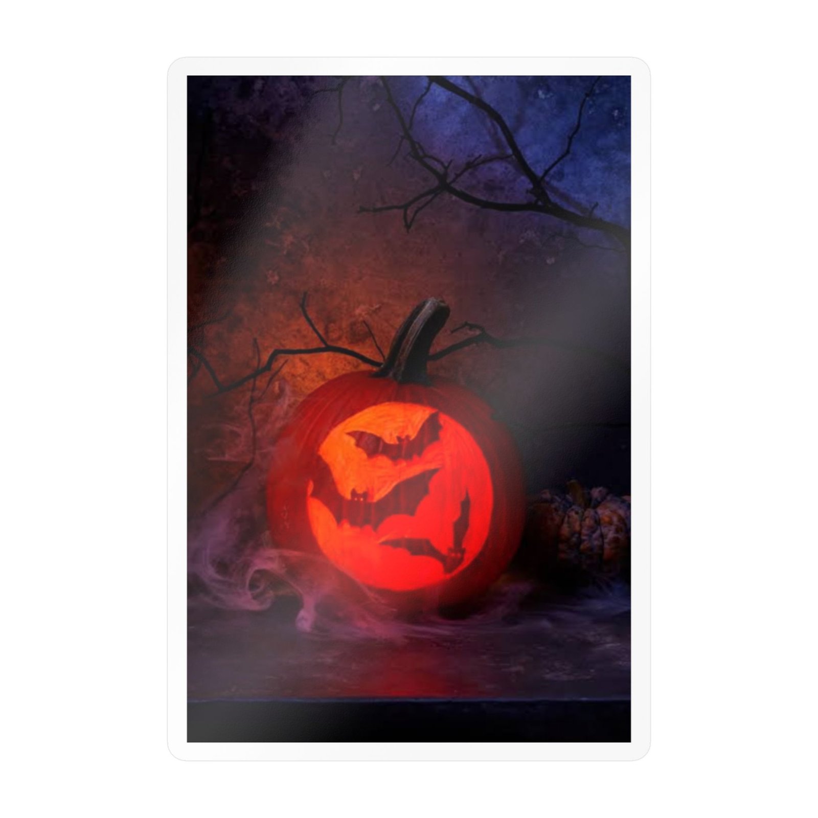 Halloween Jack-O'-Lantern Kiss-Cut Vinyl Decal — Pumpkin with Bats Sticker - Image 6
