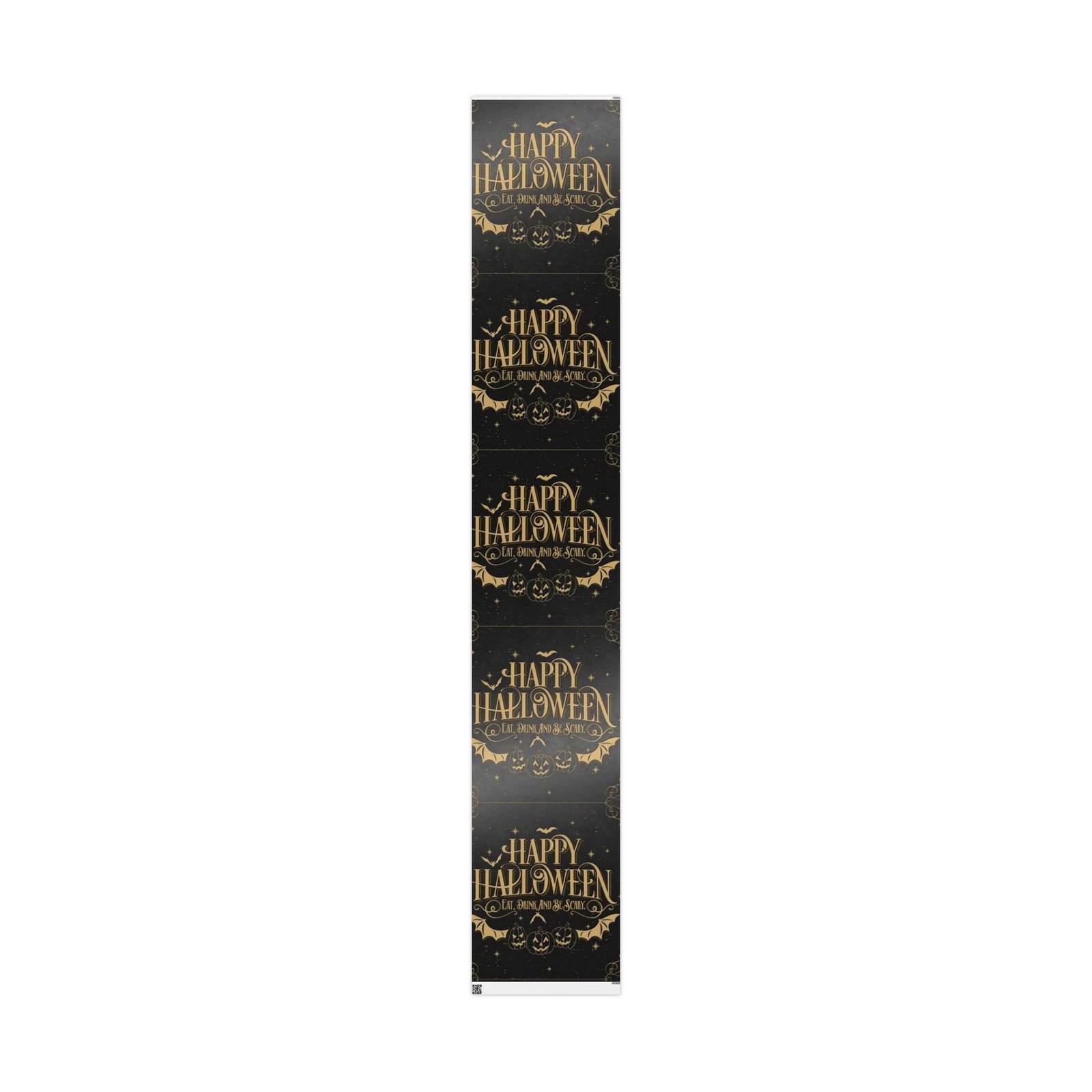 Happy Halloween Black & Gold Wrapping Paper — Spooky Bat Party Gift Wrap