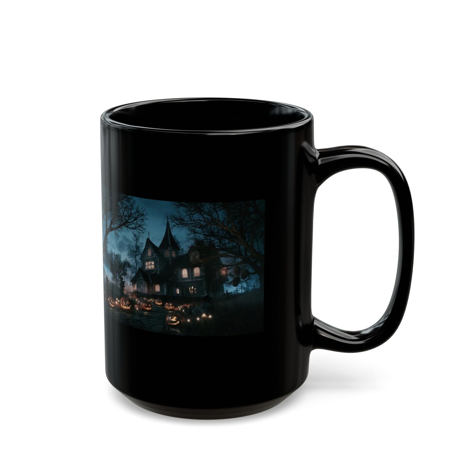 Halloween Haunted House Black Coffee Mug (11oz & 15oz) - Image 6