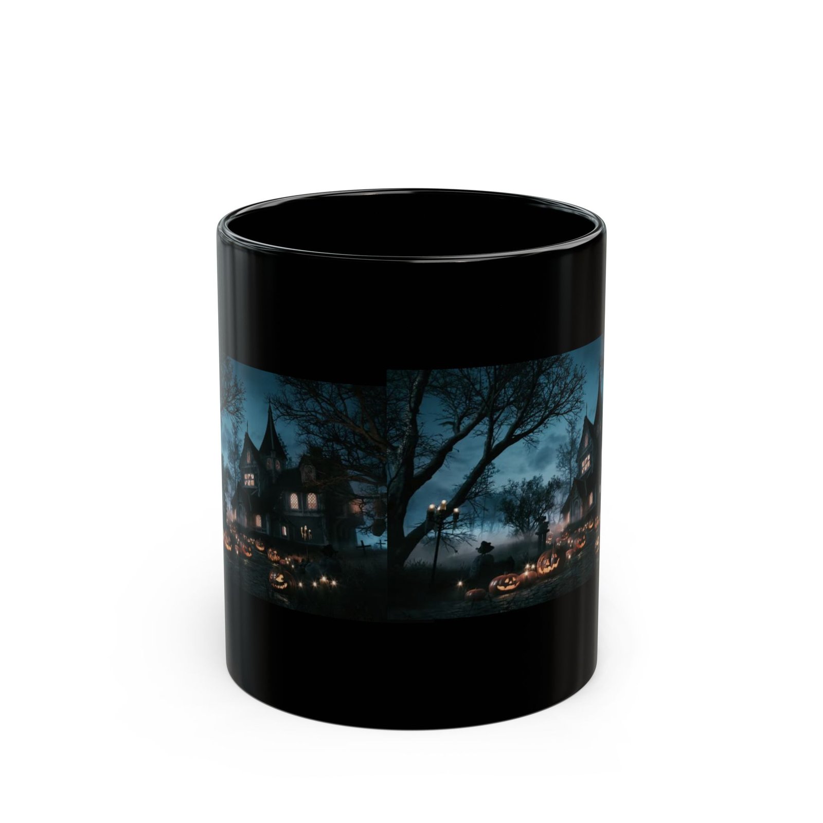 Halloween Haunted House Black Coffee Mug (11oz & 15oz)