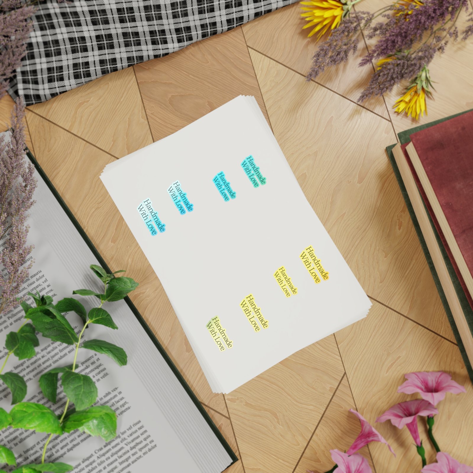 Handmade With Love Sticker Sheet — 5pcs Multi-Color Label Stickers for Packaging & Crafts - Image 4