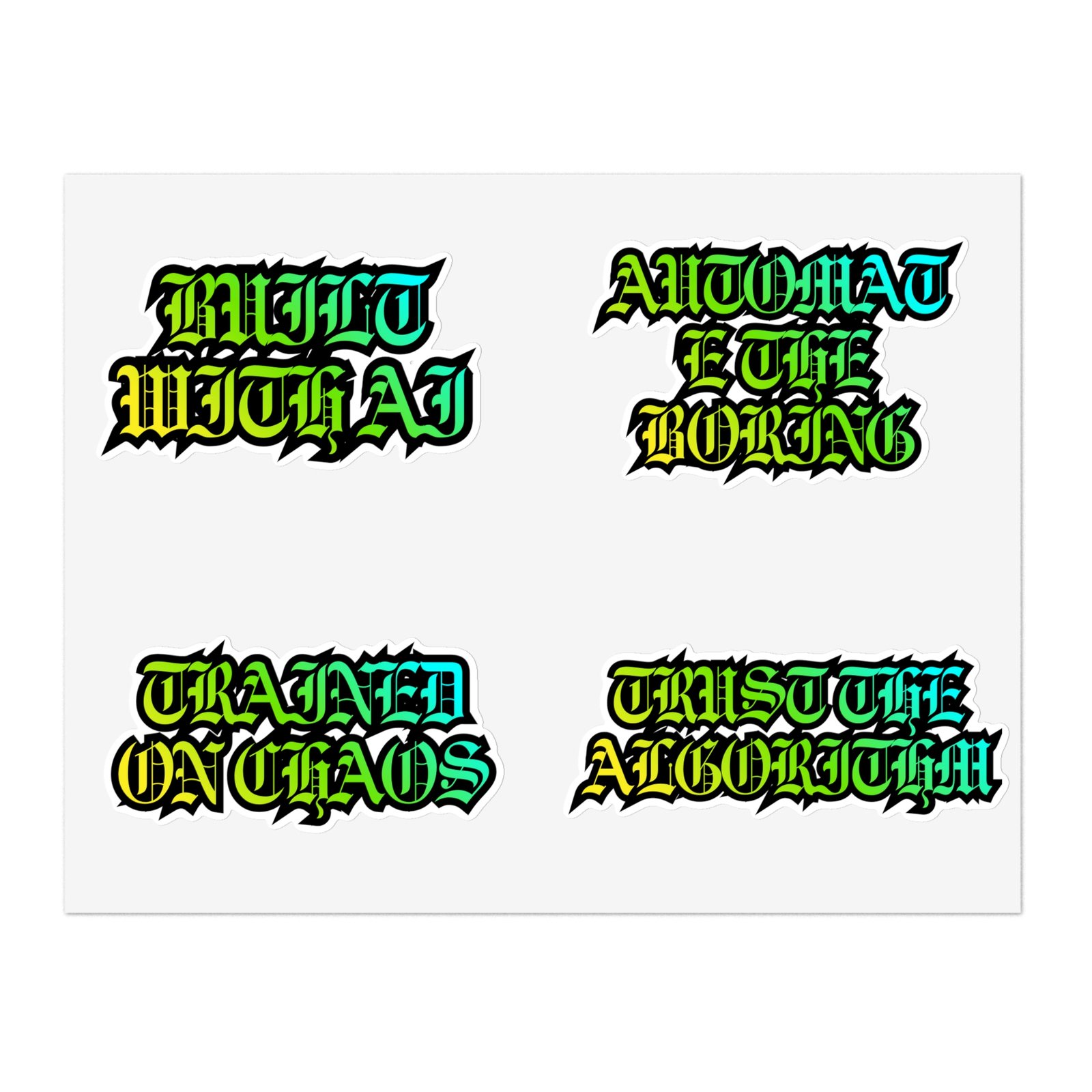 Edgy Gothic Script Sticker Sheet Bundle — 5pcs (Built With AI, Trained on Chaos) - Image 21
