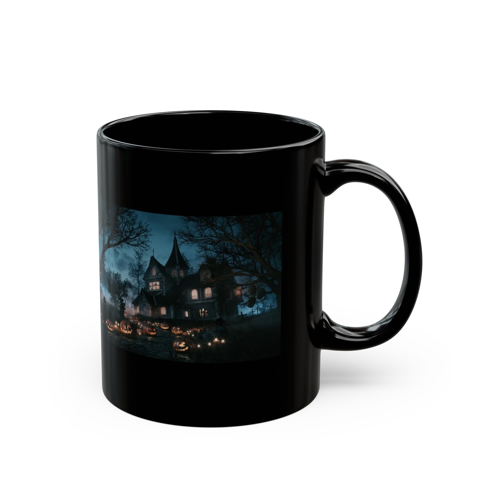 Halloween Haunted House Black Coffee Mug (11oz & 15oz) - Image 2